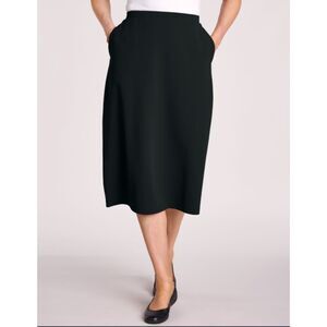 NEW Choose Sz Black Elastic Waist Stretchy Easy Care Crepe Skirt Side Pockets